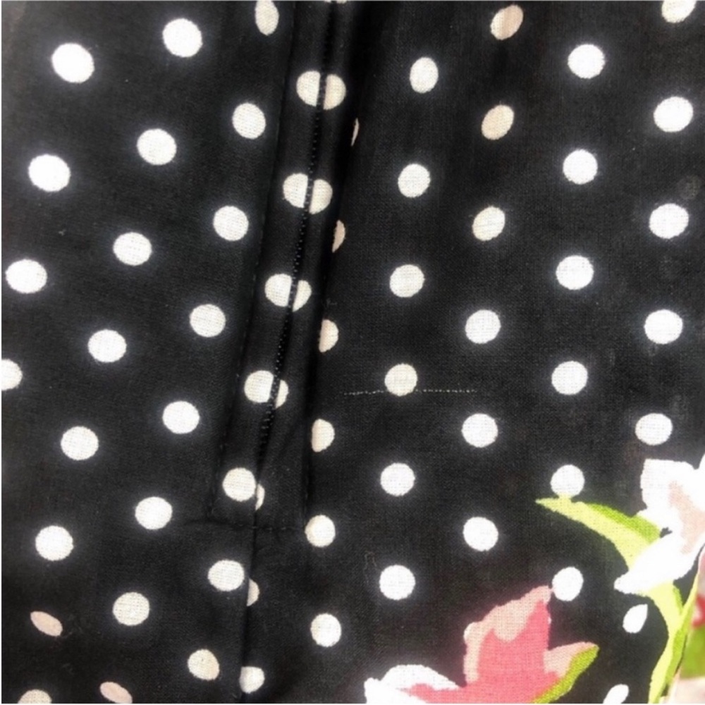 Floral Polka Dot Strapless Mini Dress Retro Rockabilly Style Pinup - Picture 6 of 9